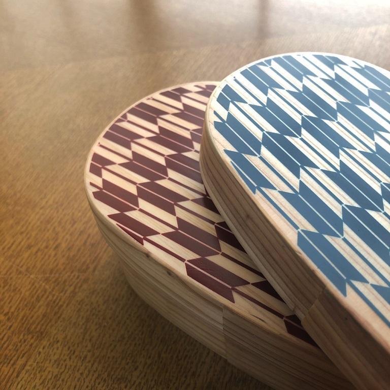 紀州漆器 曲げわっぱ 弁当箱 矢羽 青（九州国産日田杉）［YS94］