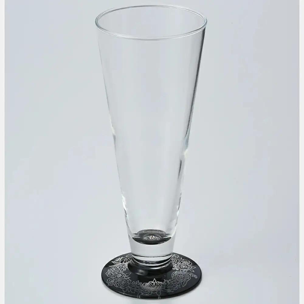 みよし漆器本舗 紀州塗り ぬりもん de Verre ピルスナーグラス 銀 蒔絵 ボタニカル 285ml