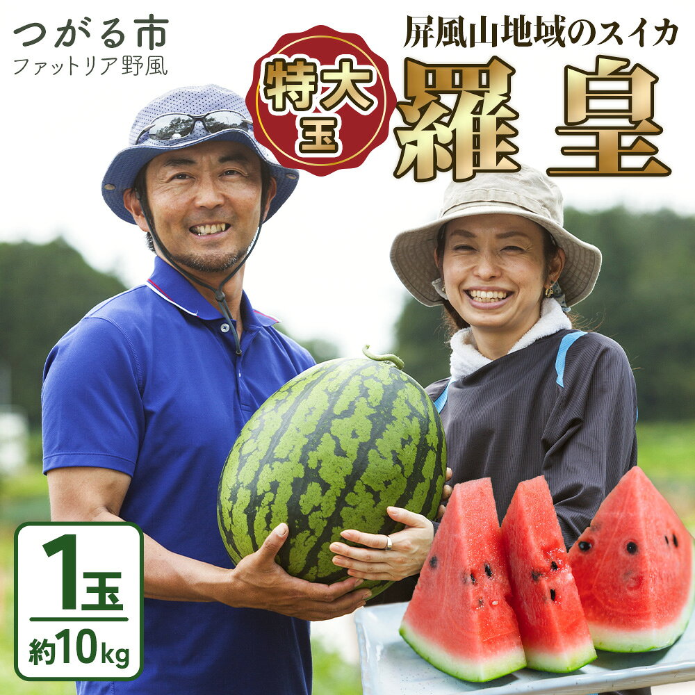 【ふるさと納税】屏風山地域のスイカ 羅皇 (特大玉) 1玉｜スイカ すいか 羅王 羅皇 西瓜 果物 フルーツ らおう ラオウ 夏 旬 特産品 産直 2026年産 令和8年 青森 つがる市産 青森県産 青森産 数量限定 特大 夏 ふるさと納税 [0641]