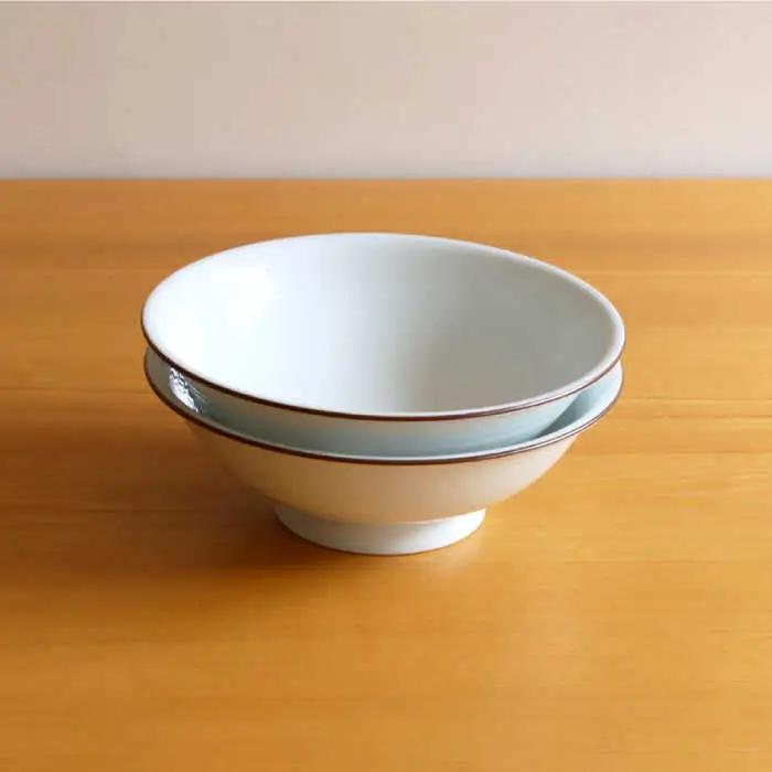 【白山陶器】【定番のシリーズ】白磁千段7寸反りめん丼 2ピースセット 食器 皿 【波佐見焼】[TA116] 波佐見焼