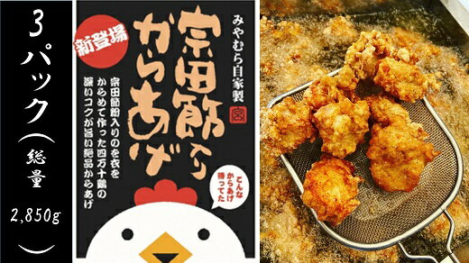 【ふるさと納税】宗田節入りからあげ（冷凍950g）×3パック 鶏むね肉 鳥 チキン 唐揚げ 揚げるだけ 簡単 おつまみ ビール お弁当 惣菜 おかず 夜食 冷凍食品 時短 おいしい 国産 ギフト 冷凍 配送 高知県 高知 土佐清水 故郷納税 ふるさとのうぜい 返礼品【R01663】