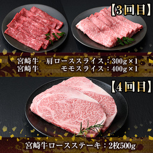 【定期便・全6回(連続)】宮崎牛定期便＜Aセット＞ 牛肉 宮崎県産  【R-67】【株式会社ミヤチク】
