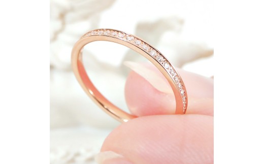 指輪 レディース リング K18PG ピンクゴールド ダイヤモンド 0.13ct ハーフエタニティ 華奢 極細 細身 18金 リング ダイヤ ジュエリー 山梨県 南アルプス市 【f200-k18pg】