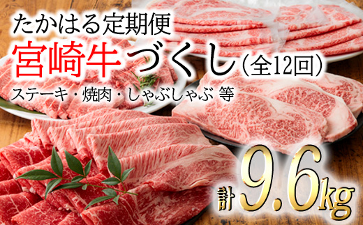 【定期便12ヶ月】宮崎牛づくし たかはる定期便(12回) 内閣総理大臣賞4大会連続受賞のブランド牛を1年間毎月お届け! [国産牛 牛肉 黒毛和牛 和牛オリンピック 300000円 1年間 12ヶ月間 