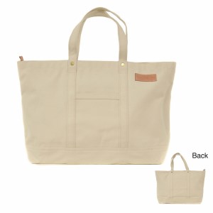 T03047_2　【ファスナー付き】肩かけOK　ポケット・キーフック付きの大容量トート /国産4号帆布（ホワイト）　[George 3]