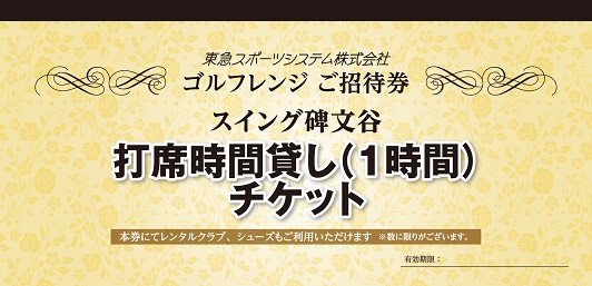 スイング碑文谷 ゴルフ練習場 打席時間貸しチケット（1時間）2枚