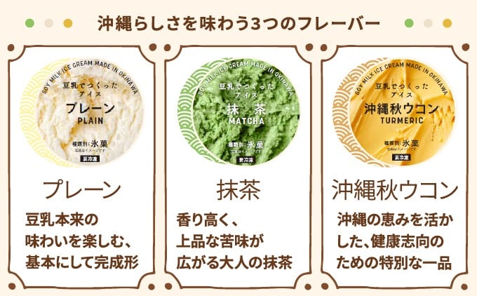 SOY(豆乳)アイス 6個セット (プレーン・抹茶・沖縄産秋ウコン) 3種類 各2個 | 沖縄 宜野湾市 送料無料