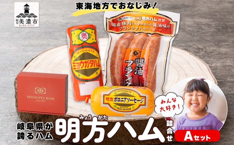 明方 ハム Aセット ボロニア ソーセージ フランクフルト JA ブランド 豚肉 お肉 国産 熟成 塩分 控えめ 豚腸 バーベキュー BBQ 加工品 お取り寄せ 贈答 ギフト 送料無料 めぐみの農業協同組合 岐阜県 美濃市