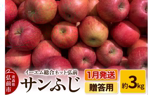 りんご【1月発送】 贈答用 サンふじ 約3kg 糖度 13度以上 EMりんご