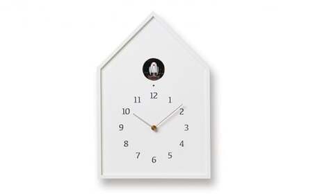 Birdhouse Clock / ホワイト（NY16-12 WH）レムノス?Lemnos?時計 工芸品 装飾品 民芸品 伝統技術 インテリア 鳴き声 カッコー時計 奈良 雄一 ライトセンサー  FAD-0880