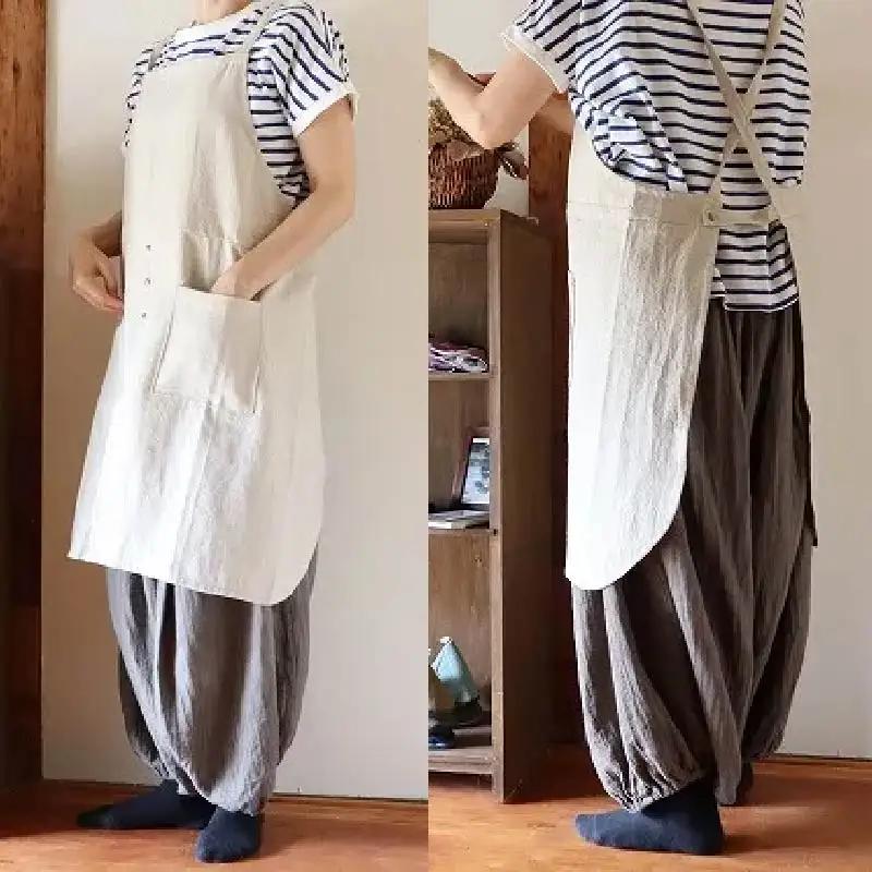 すりっとエプロン Fu-ra 【カラー：生成り 】エプロン 手作り ハンドメイド 30-073