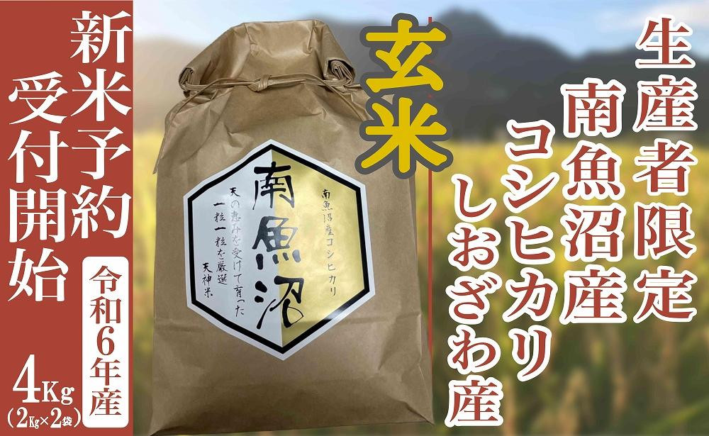 
【新米予約・令和6年産】玄米４Kg 生産者限定 南魚沼しおざわ産コシヒカリ
