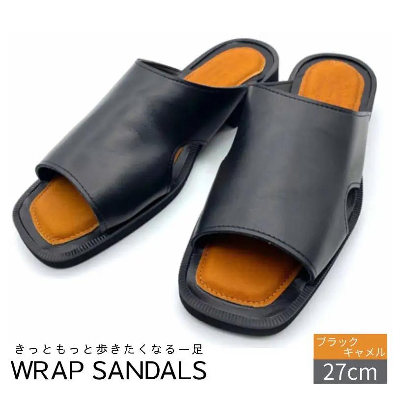 サンダル 軽い WRAP SANDALS ブラック×キャメル×ブラック 27cm ／ ユニセックス カジュアル 履物 【mrsn0010】