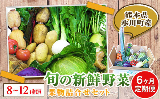 6ヶ月定期便 旬の新鮮野菜・果物詰合せセット(計6回お届け) 8-12品目  道の駅竜北《お申込み月の翌月から出荷開始》---sh_cmitiysiatei_21_98000_mo6num1---