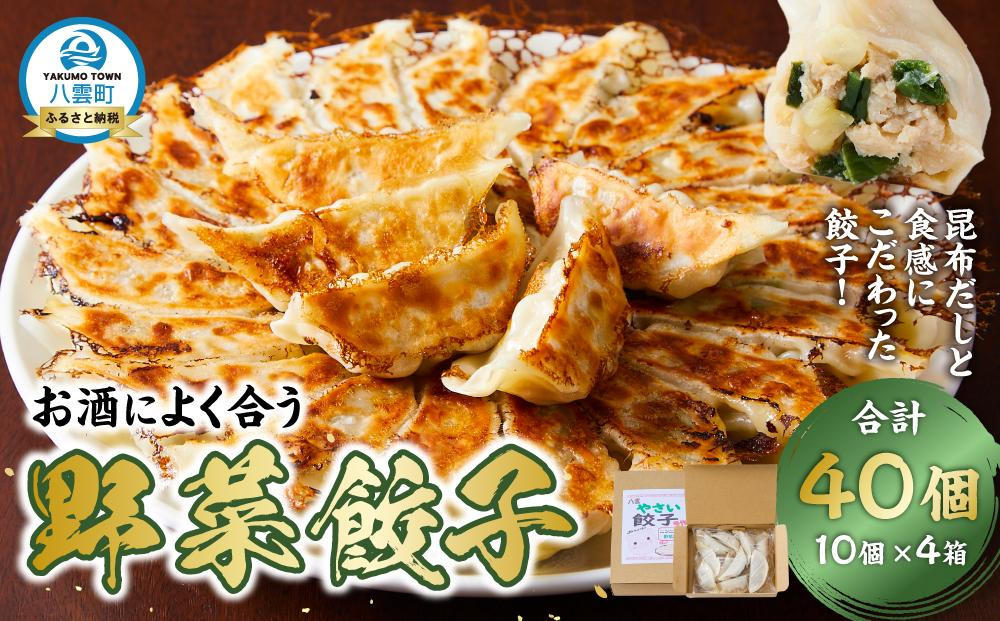 
            【食感と昆布だしにこだわり】 お酒によく合う野菜餃子40個(10個×4箱) 【 餃子 加工品 冷凍 おつまみ つまみ 食品 グルメ お取り寄せ お取り寄せグルメ 八雲町 北海道 】
          