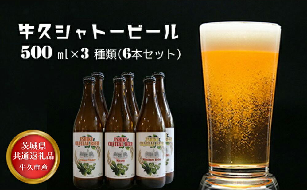 【ふるさと納税】【茨城県共通返礼品】牛久市産 牛久シャトービール3種類（6本セット）| 3種類 ビール 常総市