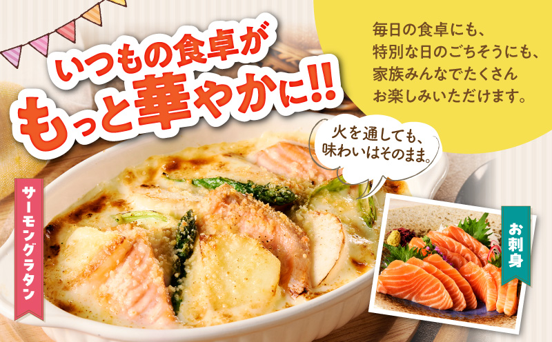 【スピード発送】アトランティックサーモン 1.2kg【小分け ポーション 柵切り 刺身 魚介 海鮮 さーもん 生食 訳あり サイズ不揃い 大阪 泉佐野 大阪府 泉佐野市】