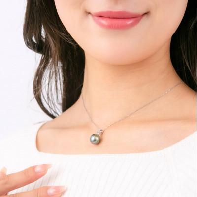 ふるさと納税 神戸市 【星月夜】黒蝶真珠(タヒチパール)ダイヤモンド PT900 プラチナ ペンダントトップ |  | 03