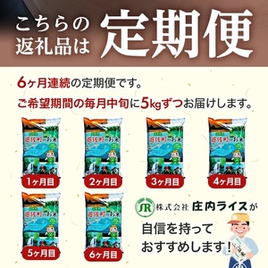 1311T03　【定期便】遊佐産はえぬき5kg×6ヶ月連続（3月～8月）