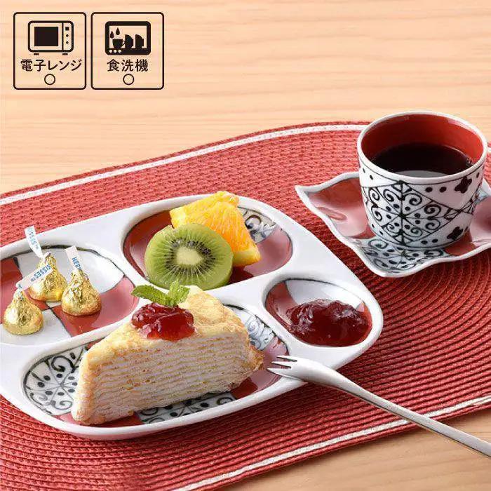 【波佐見焼】おつまみ プレート 「市松 」 プレート ミニカップ 波 小皿（レッド）セット 食器 皿 【大新窯】 [DC41]  波佐見焼