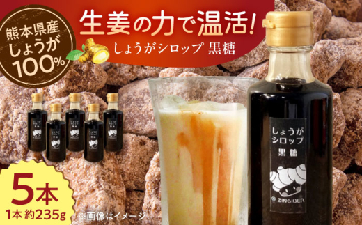 しょうが シロップ 黒糖 約235g×5本 セット / 生姜 しょうが ショウガ ラテ カフェ シロップ  お茶 ティー 熊本 合志【ジンジベル】 [AYAD011]