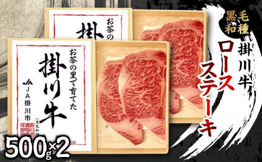 掛川牛(黒毛和種)ロースステーキ 500g×2(冷凍)【配送不可地域：離島・北海道・沖縄県・四国・九州】【1670608】