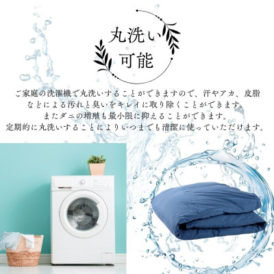 洗える羽毛布団ダブル掛け布団日本製ダウン90%1.4kg立体キルト8か所ループ付き無地クリーム