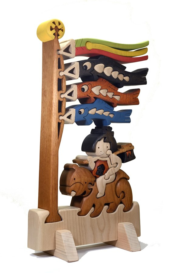 
コイノボリ（金太郎色付き）知育玩具 木製パズル おもちゃ プレゼント 男の子 女の子 誕生日 クリスマス 子供 大人 ギフト つみき 積木 送料無料
