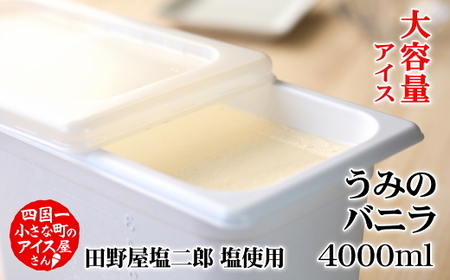 【四国一小さなまちのアイス屋さん】≪松崎冷菓≫ 大容量アイス４０００ｍｌ　うみのバニラ