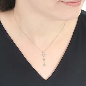 ネックレス プラチナ PT900 ダイヤモンド 0.11ct 3連 ハート ペンダント レディース 可愛い 揺れる 縦長ライン ジュエリー【f278-pt】 ALPAZ149