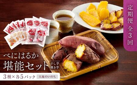 【定期便 全3回】べにはるか 堪能セット（干し芋・焼き芋） 3種 各5パック ＜大地のいのち＞