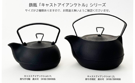 キャストアイアンケトル 0.7L ブラック 南部鉄器 鉄瓶 IH対応 treis018