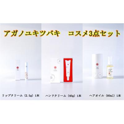 ふるさと納税 阿賀町 アガノユキツバキ　コスメ3点セット(リップクリーム・ハンドクリーム・ヘアオイル)