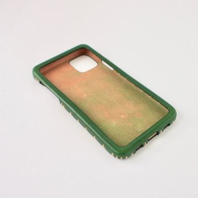 ふるさと納税 七尾市 【iPhone11proMax用】本革ケース/グリーン/ハンドメイド