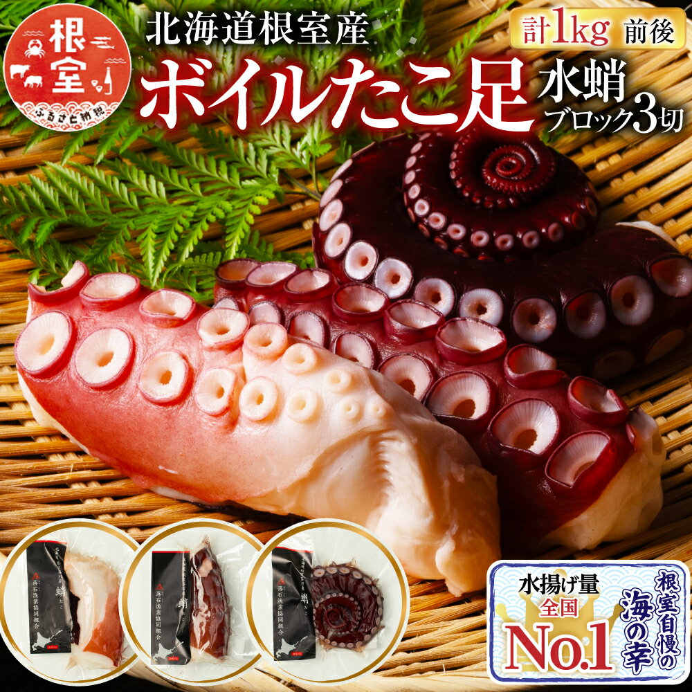 【ふるさと納税】 [北海道根室産] ボイルたこ足 ( 水蛸 ) ブロック 3 切 ( 計 1kg 前後 ) 蛸 タコ お取り寄せ グルメ 海鮮 蛸足 たこ足 タコあし 蛸あし たこあし 水タコ 水たこ 北海道 根室市 ふるさと納税 A-20003