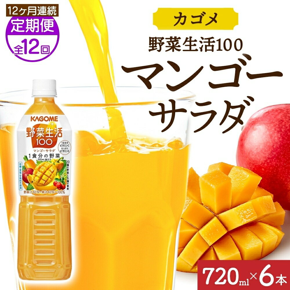 【ふるさと納税】 【定期便】12ヵ月連続野菜生活100 マンゴーサラダ 720mlPET 栃木県 那須塩原市 ペットボトル 野菜 果実 マンゴー ミックスジュース β-カロテン 黄色野菜 マルチビタミン KAGOME 送料無料