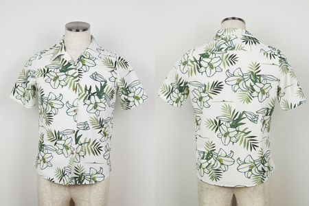 シャツ 沖縄 かりゆしウェア 伊江村オリジナル レディース ユリ柄 L [ミュージアム 沖縄県 伊江村 ie47bde230002] アロハシャツ ハワイアンシャツ