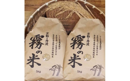 亀岡盆地『霧の米』 玄米 5kg×2袋 計10kg＜アスカ有機農園＞《令和7年産 特別栽培米 コシヒカリ 米》