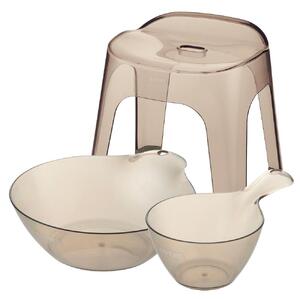 リュクレ お風呂3点セット 35H 【ブラウン】（浴用品：湯おけ・手おけ・腰かけ35H）