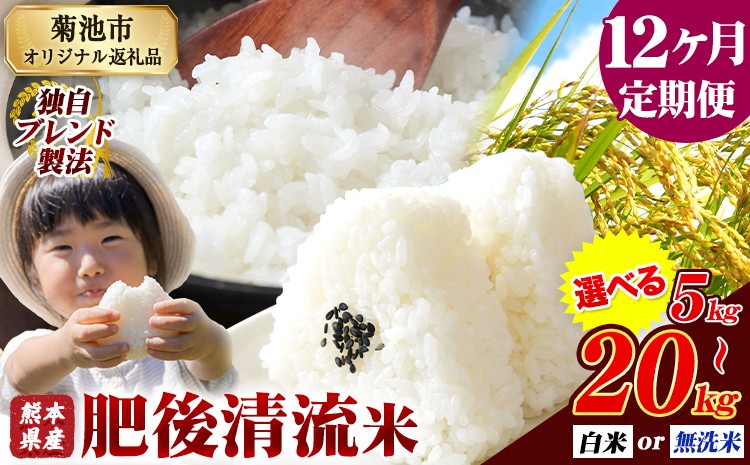 
            【12ヶ月定期便】無洗米 も選べる 熊本県産 肥後清流米 5kg 10kg 15kg 20kg 定期便 も選べる 熊本県産 ふるさと納税 無洗米 白米 精米 米 こめ ふるさとのうぜい コメ お米 おこめ《1月から出荷開始》
          