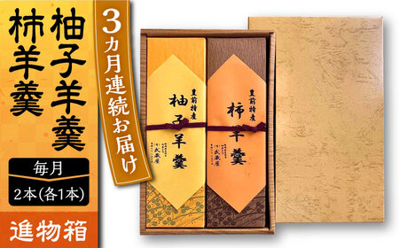【全3回定期便】【進物箱】柚子羊羹&柿羊羹 2本入り[VBU026]ギフト 贈り物 和菓子 饅