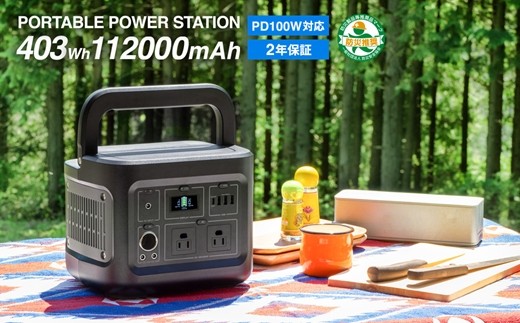 オウルテック ポータブル電源 403Wh(112,000mAh) OWL-LPBL112001-BK