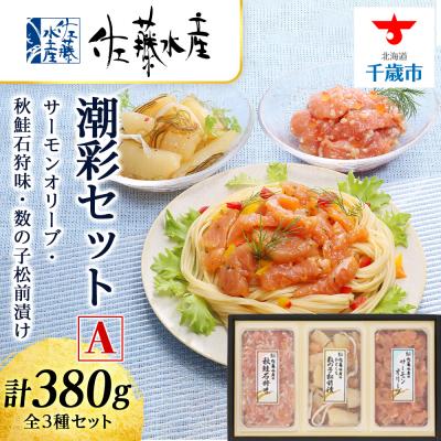ふるさと納税 千歳市 ＜佐藤水産＞潮彩セットA(サーモンオリーブ・石狩味・松前漬)