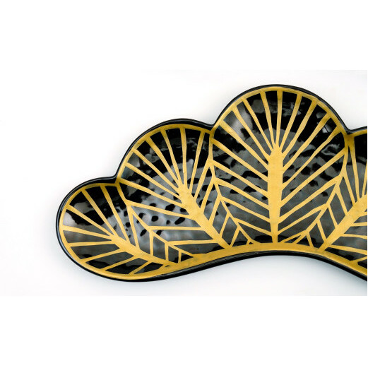 招福長皿 黒松（有田焼 幸楽窯）/2枚セット 深海三龍堂 松葉 縁起物 お正月 おせち 取り皿 和食器 器 可愛いお皿 AA20-316_イメージ3