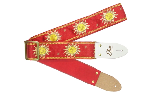 【ギターストラップ】 Elara Straps Sun Dance Red(White) 郡上市 レザー 真鍮バックル ウルトラスエード プロ仕様 エレキ アコギ ベース Ksound 小林楽器店
