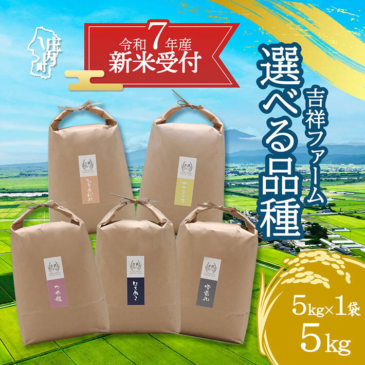 【ふるさと納税】【新米受付 10月発送】R7年産 吉祥ファーム 5kg 選べる品種！ つや姫 はえぬき 雪若丸 ひとめぼれ ササニシキ（入金期限：2025.9.15）新米 新米予約 先行受付 令和7年産米 米 ふるさと納税 山形県