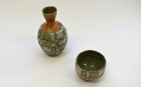 釉彩晩酌セット 和食器 徳利 お猪口 2個 小角皿 1枚 陶芸品《受注制作》銚子 お猪口 晩酌 日本酒 おすすめ おしゃれ モダン 陶芸 手作り 食器 陶器 陶芸作家