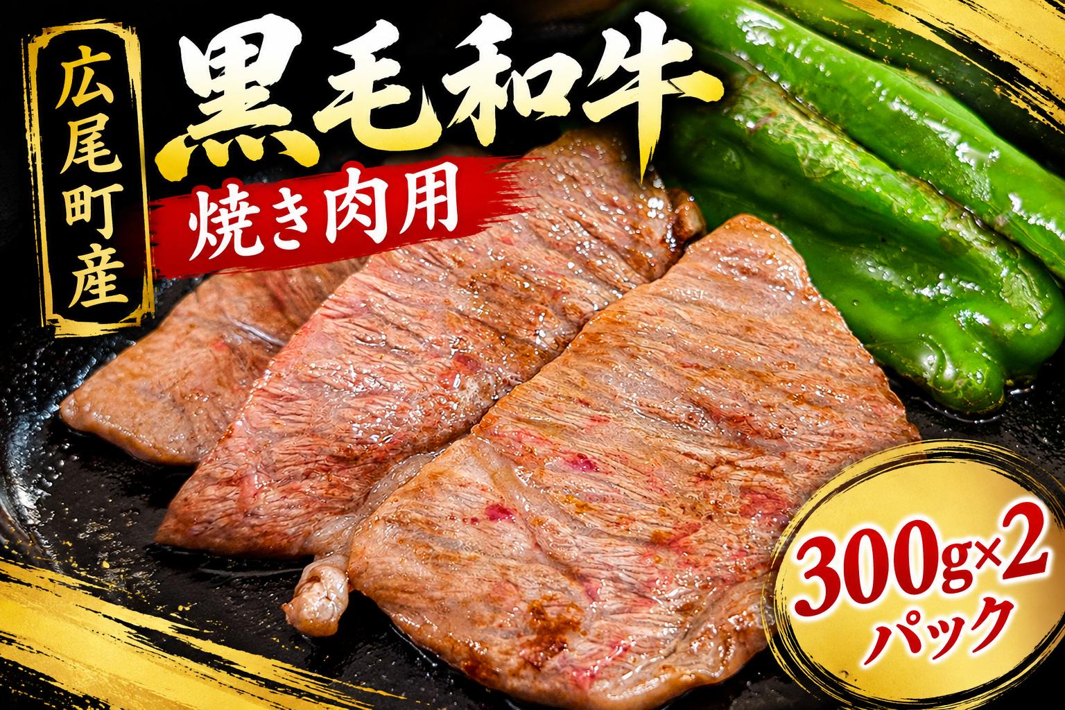 
                  焼き肉用　黒毛和牛 300g×2パック　計600g【冷凍　牛肉　焼肉　ビーフ　BBQ　バーベキュー　北海道　十勝　広振】(AQ0003)
                