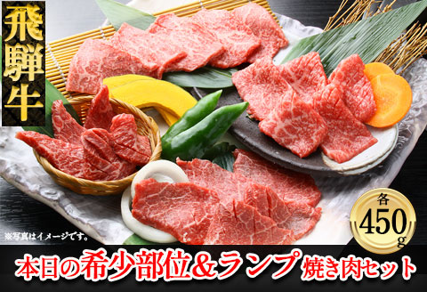 【冷凍】飛騨牛本日の希少部位・ランプ焼肉セット 各450g【11-26】