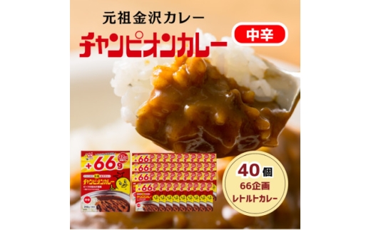 ＜66(ロクロク)企画限定商品＞チャンピオンカレーレトルト中辛246g×40個セット【1735942】